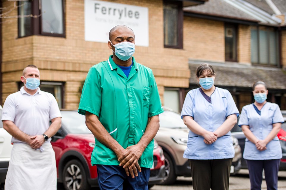 Ferrylee Care home staff in Edinburgh, Scotland marked the occasion with a one minute's silence