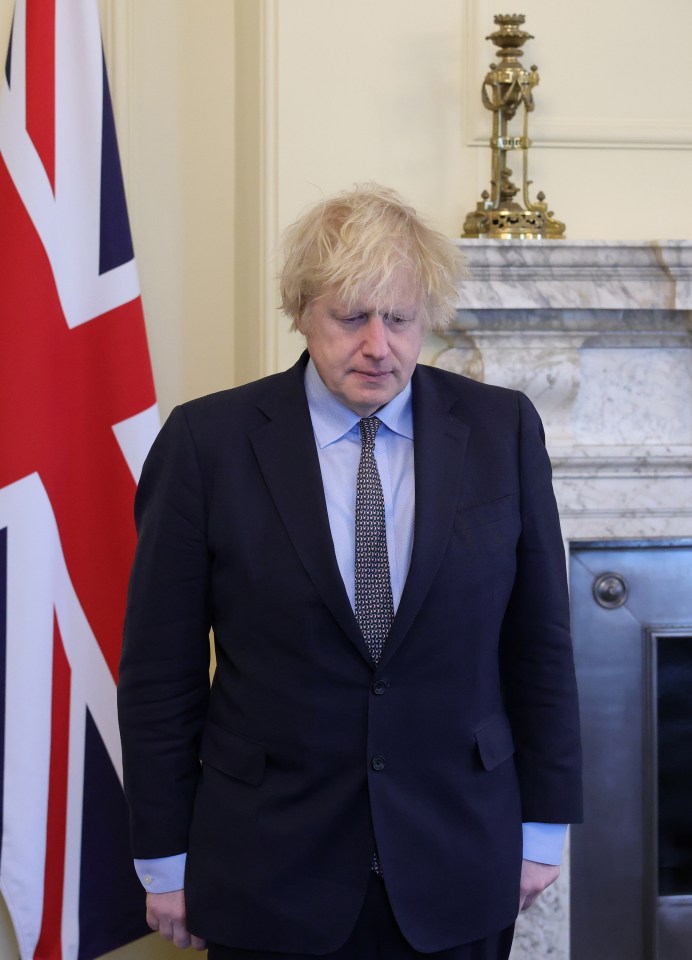 Boris Johnson took part in the minute's silence in the cabinet room at midday