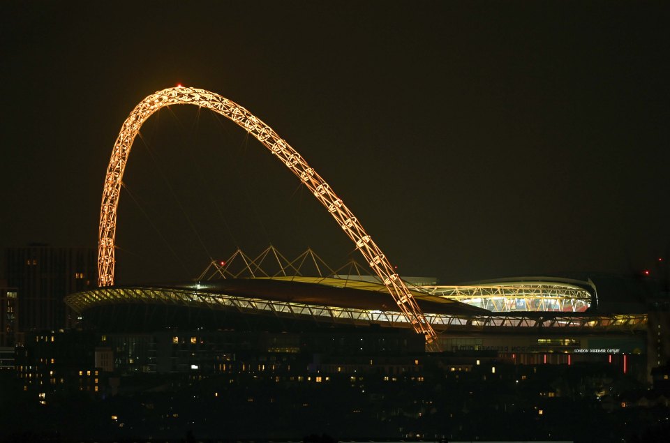 Wembley Stadium could be seen from a far as it remembered the lives lost during the pandemic