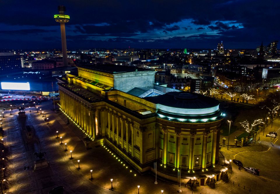 St Georges Hall in Liverpool was transformed with lights for the National Day of Reflection