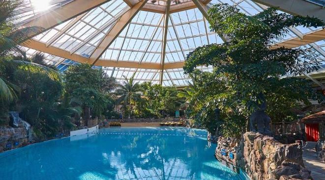 Kids will love the amazing water slide and pools at Center Parcs