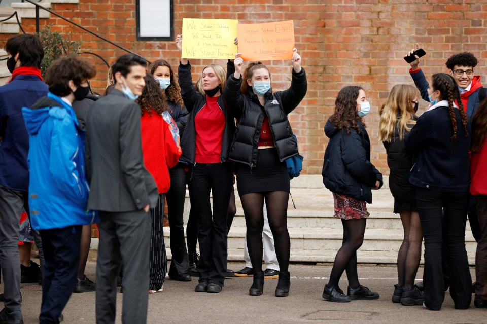 Pupils stage a protest against rape culture at Highgate School in London