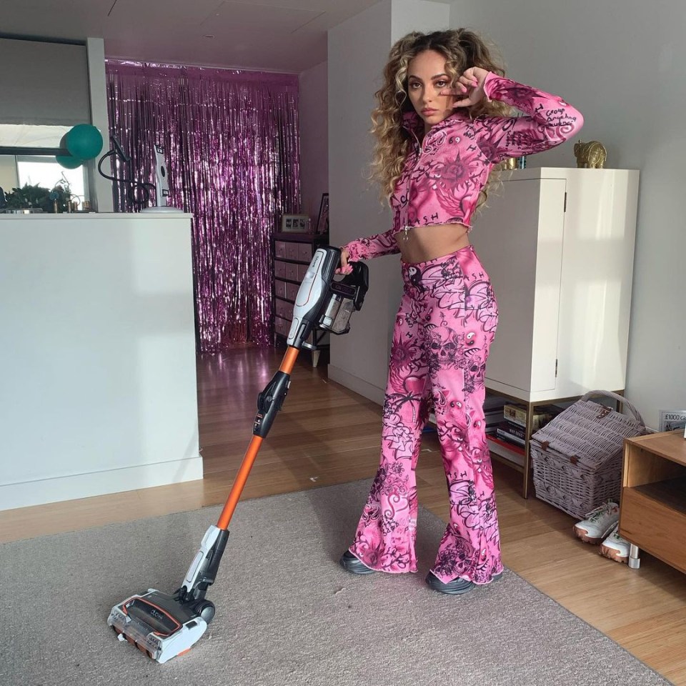 Jade Thirlwall shared a photo of her glamourously tackling some household chores