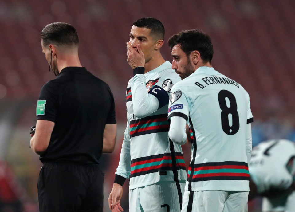 Fernandes and his Portugal captain Cristiano Ronaldo were fuming with referee Danny Makkelie in Belgrade