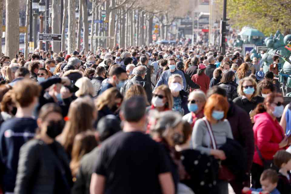 The Champs-Elysees was teeming with people today