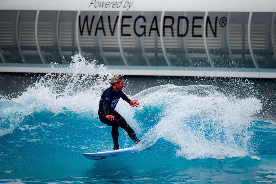 People surfing at The Wave in Bristol following the easing of lockdown