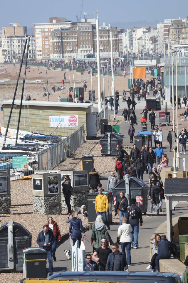 A crowded Brighton beach this morning as restrictions are eased