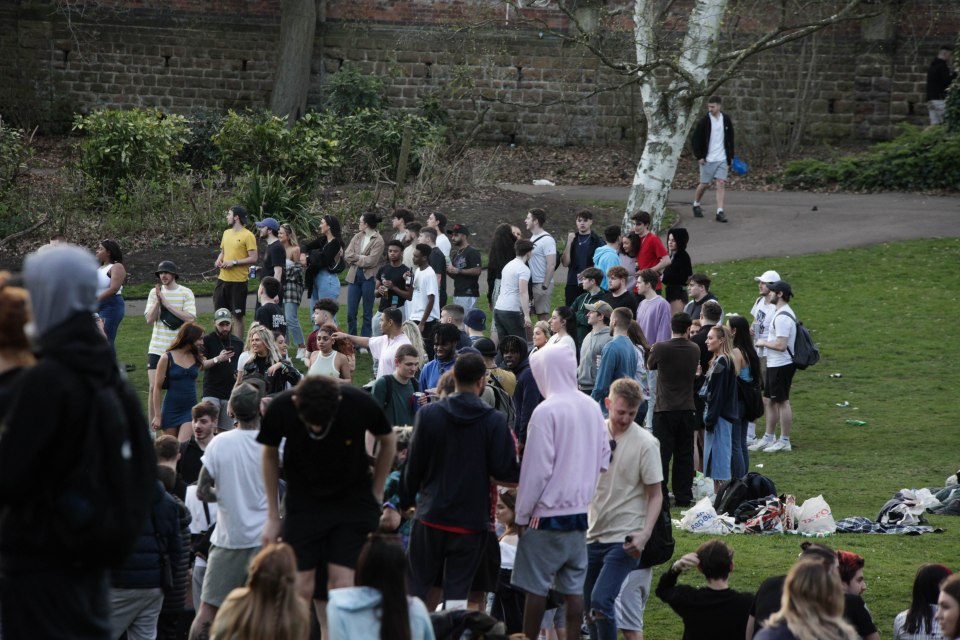 Revellers gathered in their dozens in Nottingham