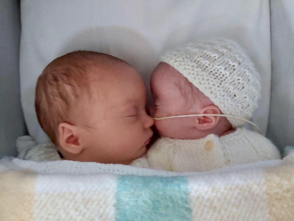 A problem with Rosalie's umbilical cord meant the twins had to be delivered sooner than planned, and on the same day