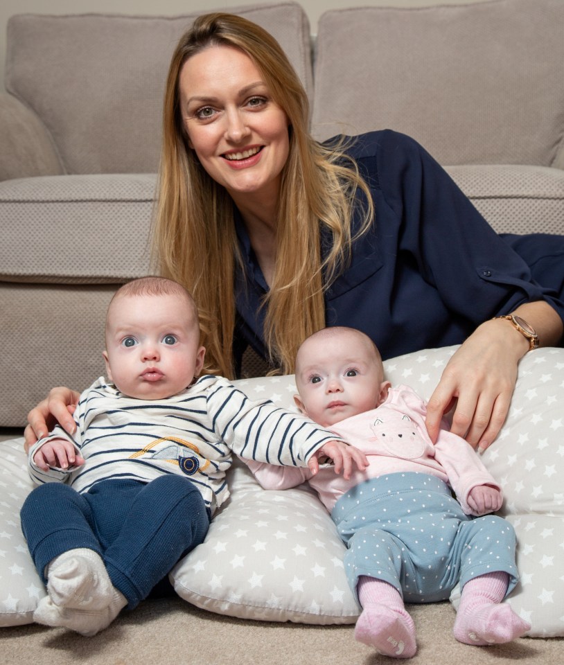 Rebecca said her heart "skipped a beat" when she was told she was having twins