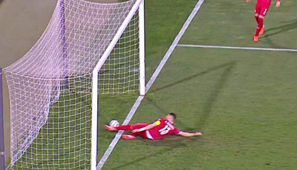 Ronaldo saw red when this effort was not given as a late winner for Portugal against Serbia