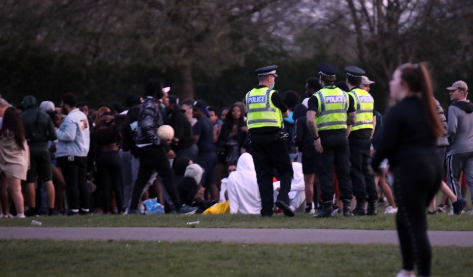 The park in Leeds was packed as hundreds continued to party into the evening