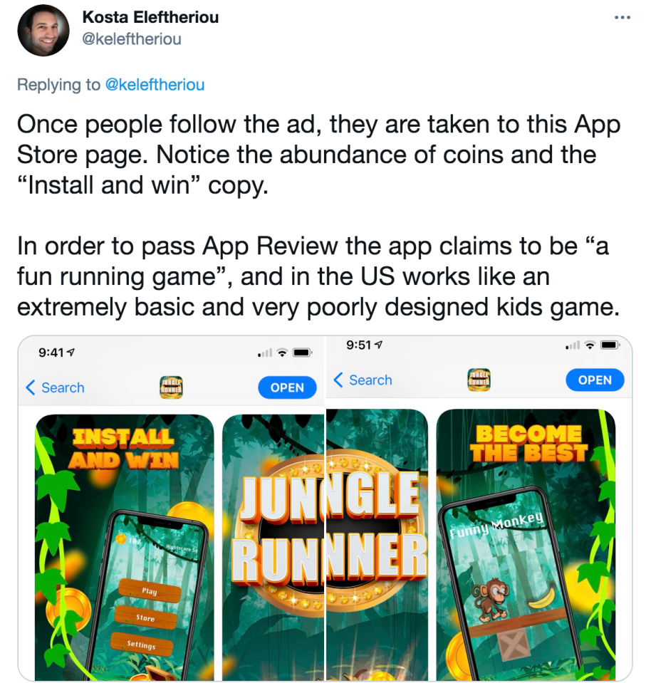 The app expert said the game was very poor