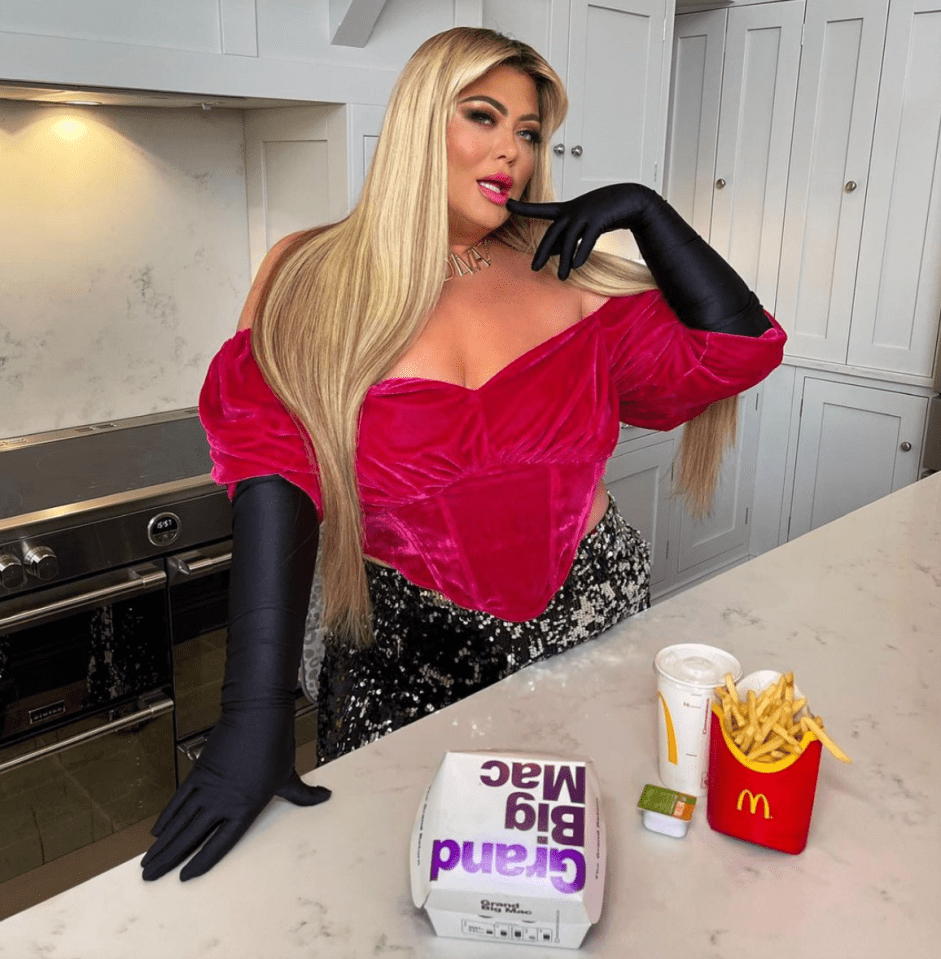 Gemma Collins looked incredible as she posed in a pink velvet corset top to enjoy a McDonalds