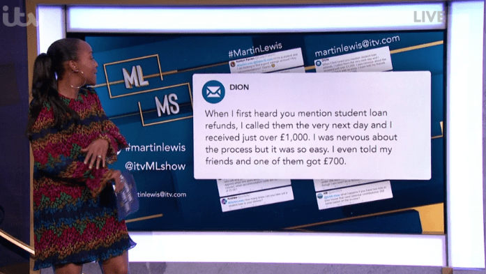 Angelica Bell read out messages from viewers who've successfully got money back