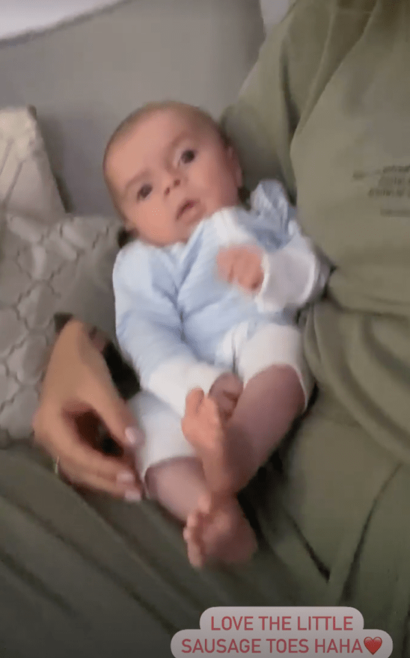 Dani Dyer shares adorable video of her son as she plays with his 'sausage toes'