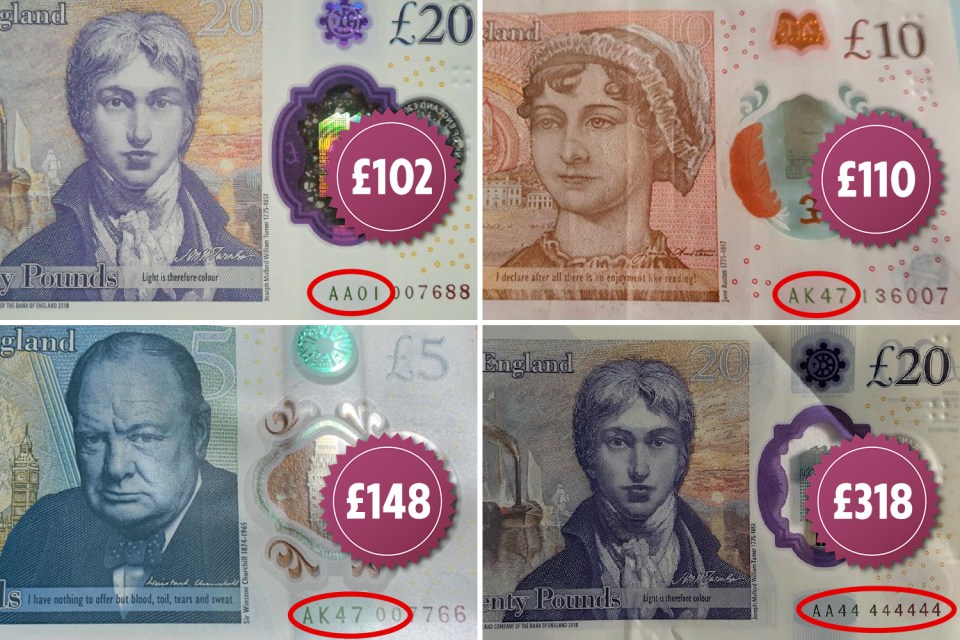 Polymer bank notes with the right serial number can sell for hundreds of pounds