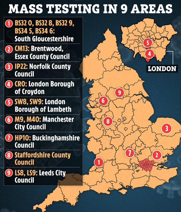 Two cases of the Brzilian variant were detected in South Gloucestershire - where surge testing is underway from today. Other areas are already undertaking mass testing for other variants