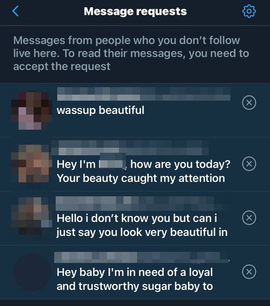 Kay shared a screenshot of her messages which shows strangers flirty comments