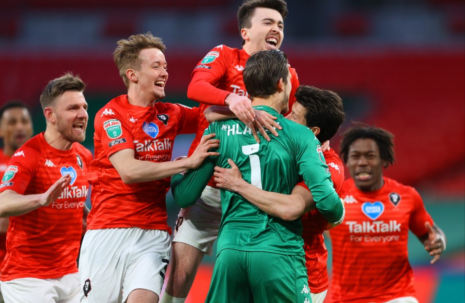 Salford beat Portsmouth 4-2 on penalties at Wembley to win the 2020 EFL Trophy