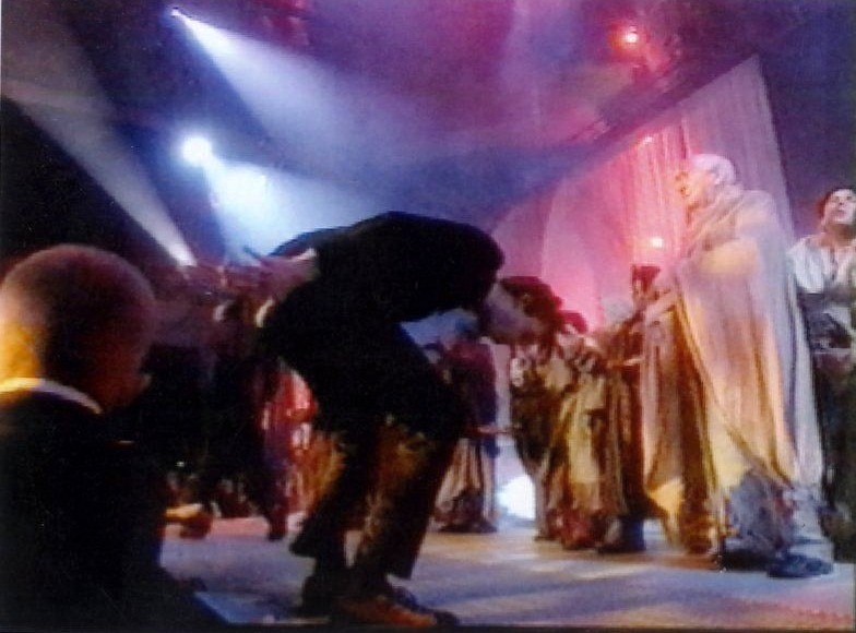 Jarvis Cocker flashing his bum in protest as Michael Jackson performs at the 1996 Brit Awards