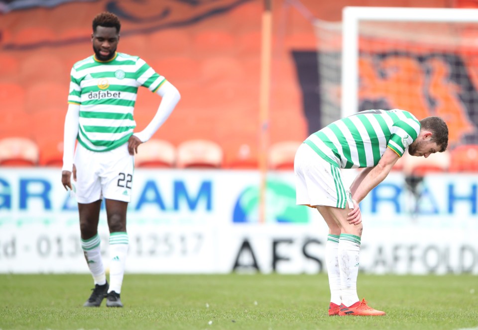 Celtic were held to a 0-0 draw at Tannadice Park which handed Rangers the title