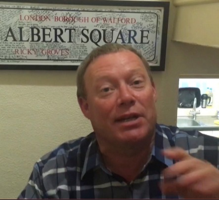 Now 54, actor Ricky showed off his EastEnders memorabilia on Celeb VM