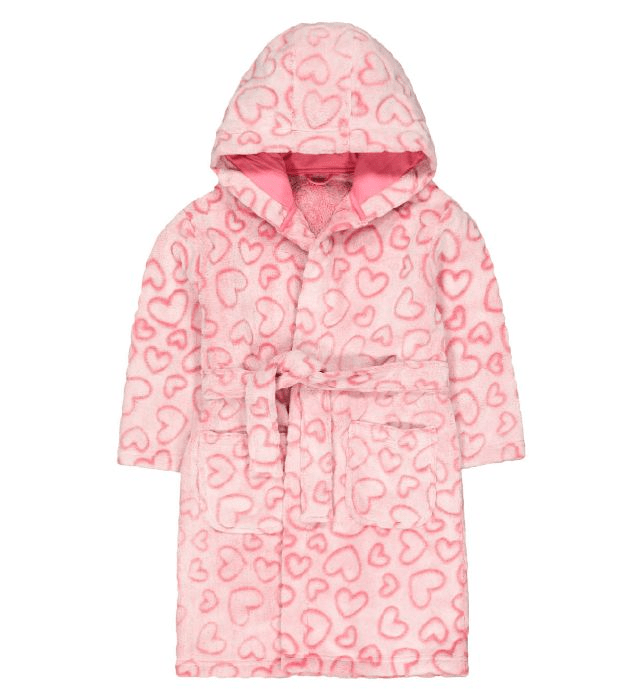 How cute is this fluffy pink love heart robe?