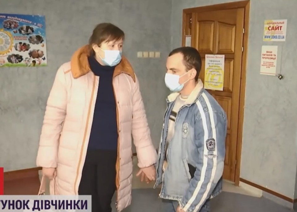 The toddler’s parents at the hospital she is being treated at in Ukraine