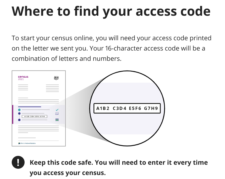 Your access code will be in your census letter