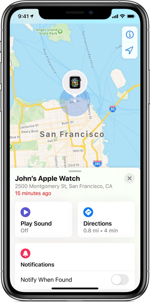 Find My shows the location of your Apple devices on a handy map