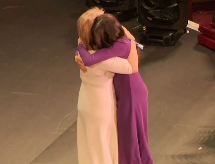 Ms Roberston and Meghan shared a hug on stage in 2019