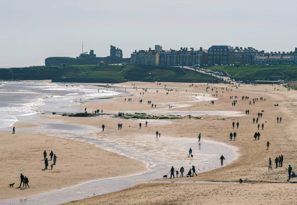 The busy beach at Tynemouth