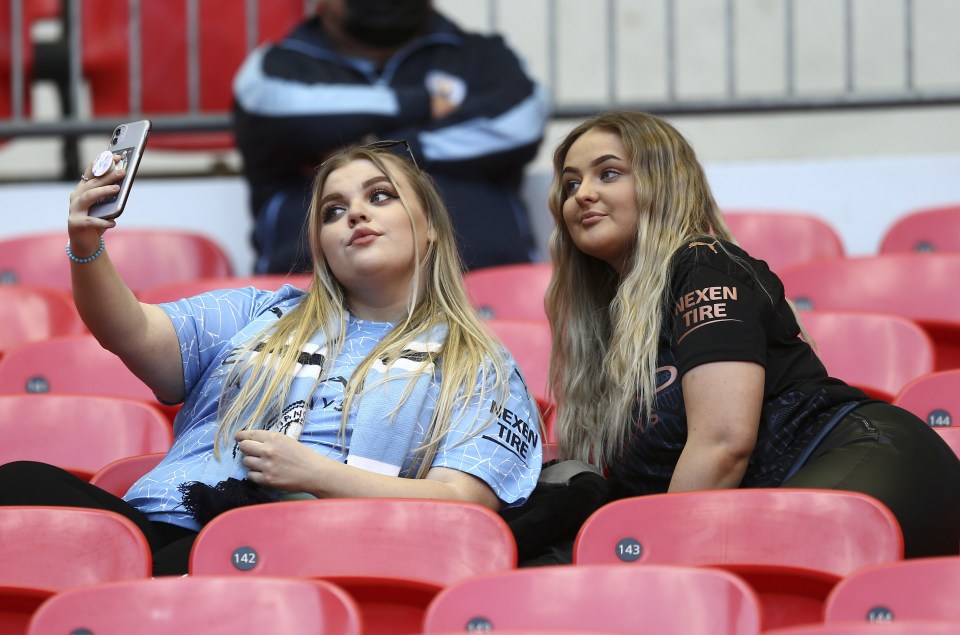 Fans took selfies in the stands as they celebrated returning to the stadium