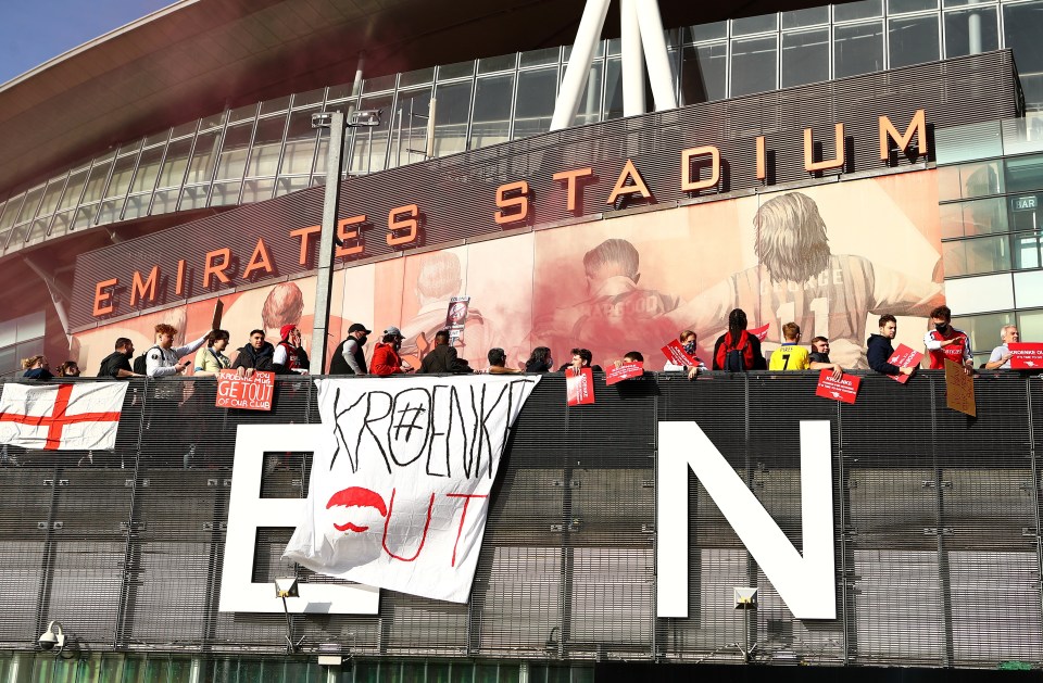 Arsenal fans gathered at the Emirates to launch a furious protest on Friday