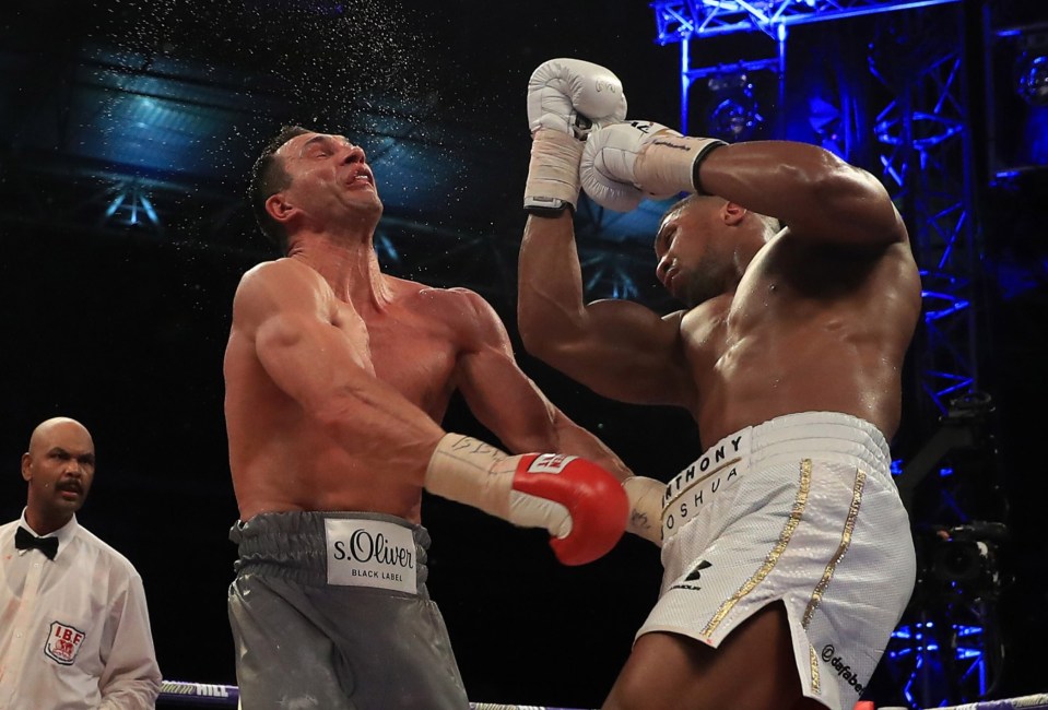 AJ sent Wladimir Klitschko flying with a brutal uppercut