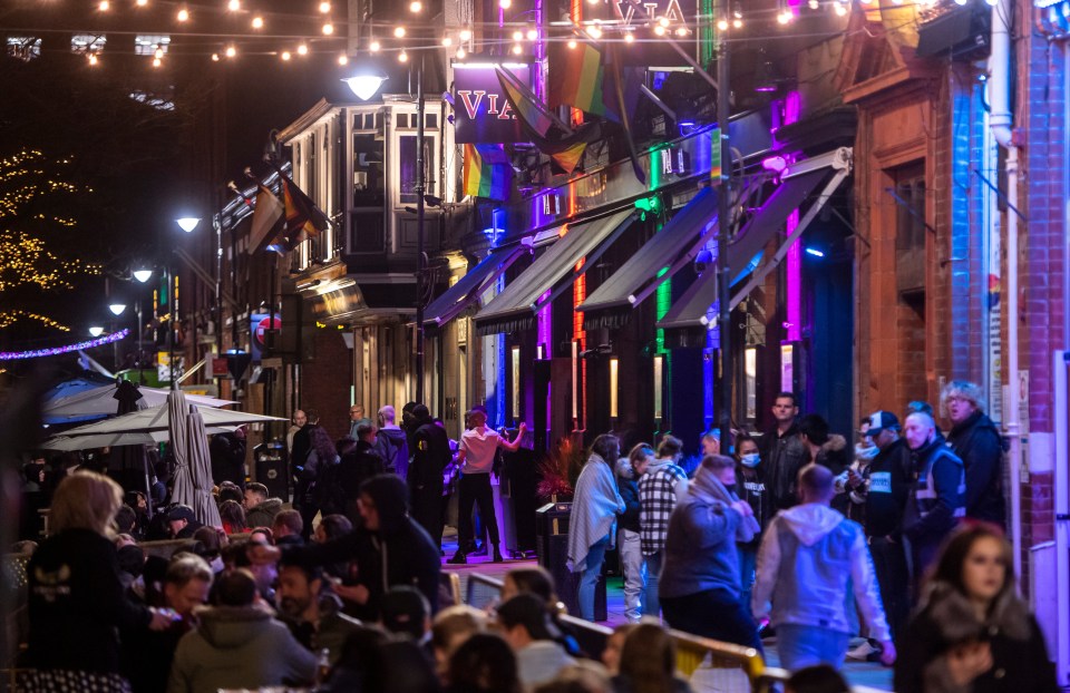 Manchester streets were thronged with people meeting pals last night