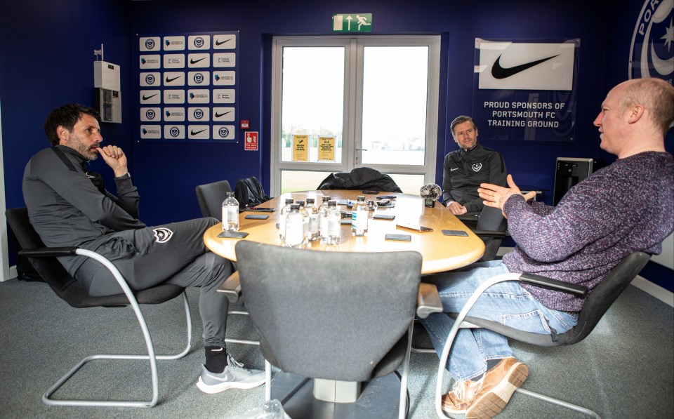 The Cowley brothers chew the fat with our man Justin Allen at Portsmouth's training ground