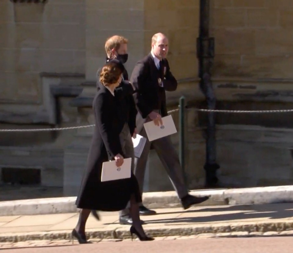 Princes Harry and William chat after Prince Philip's funeral