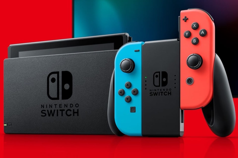 The Nintendo Switch in its classic neon blue and red colourway