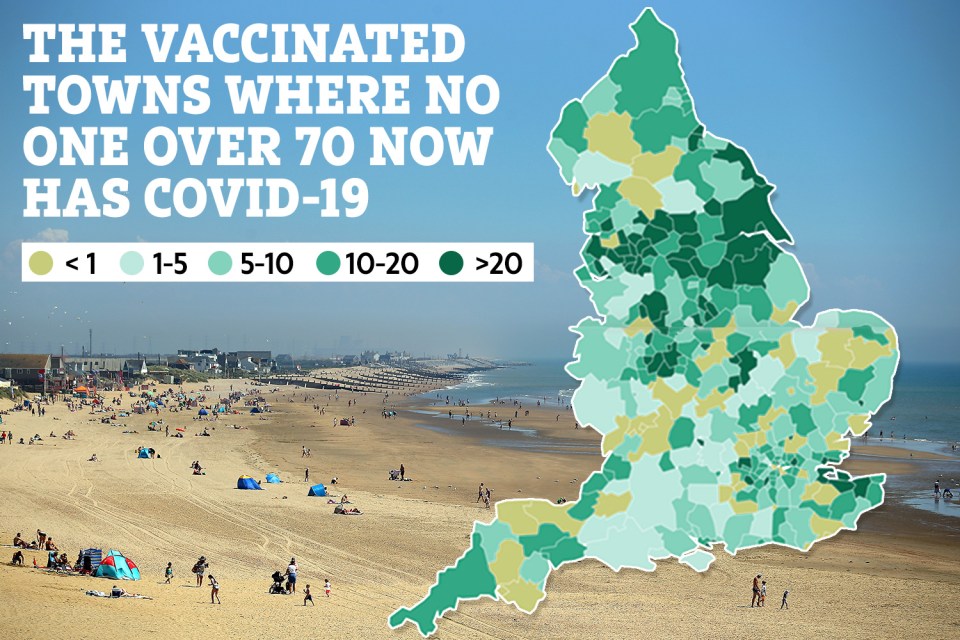 In 52 areas of England, there hasn't been a single Covid case among the over-70s for more than a week