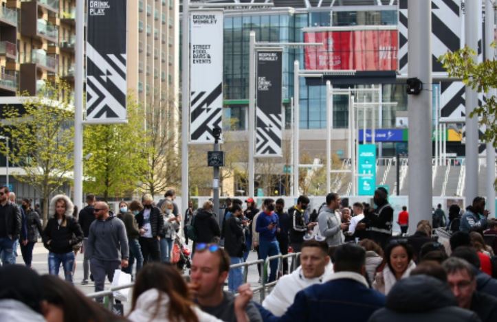 Leicester and Southampton fans descend on Wembley for the one-off pilot event but only 4,000 were allowed and all must live in the London borough of Brent