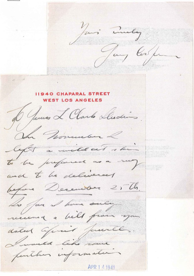 Obsessed with Hollywood stars, Susan paid big sums for handwritten notes by actor Gary Cooper