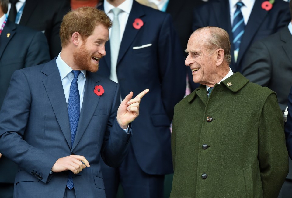 Prince Harry and his grandfather were close - pictured here sharing a joke