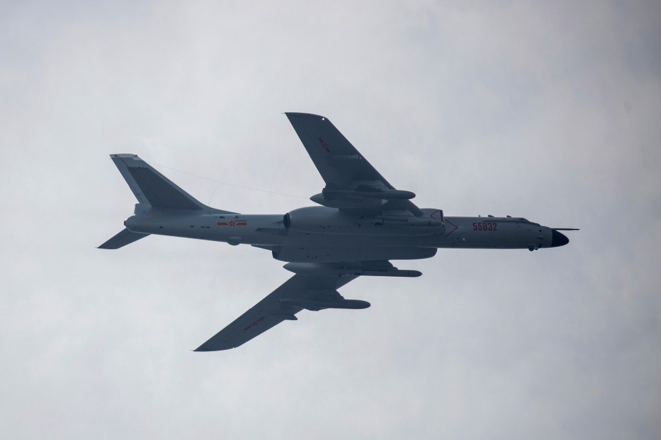 Four H-6K bombers were part of the lethal troop of aircraft deployed by China