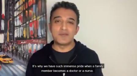 Adil during the video encouraging people to get vaccinated