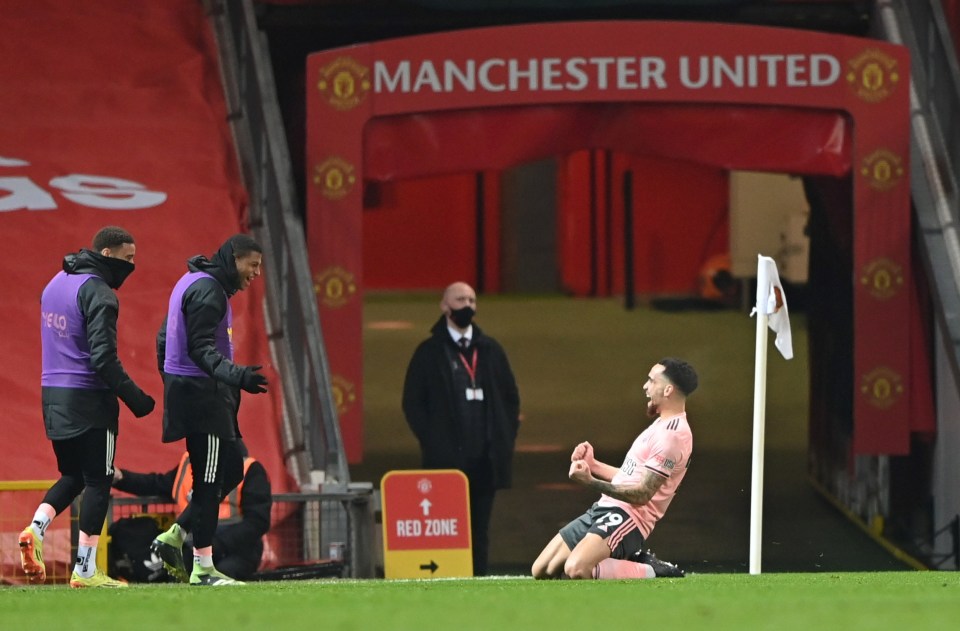 Bryan, 24, celebrates his goal against Manchester United in January