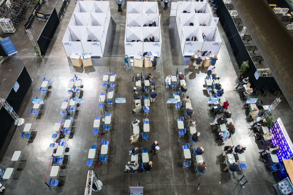 Vaccinations taking place inside France's national velodrome in Paris