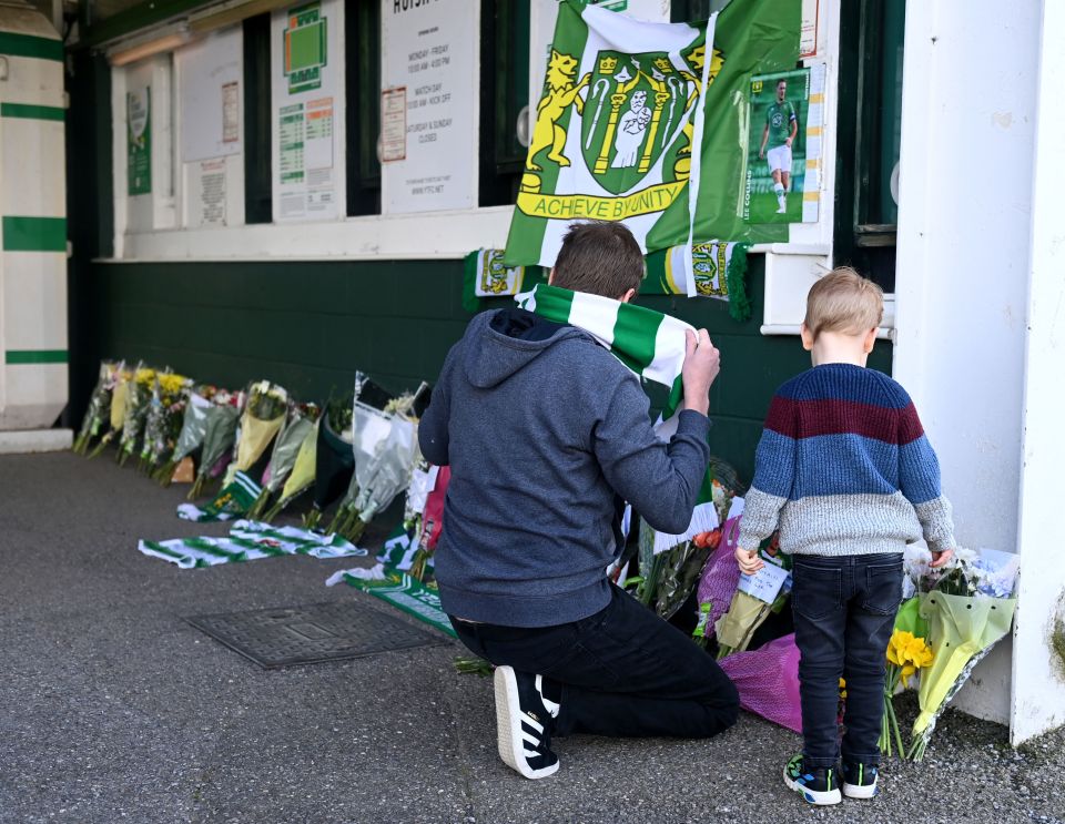 Supporters have visited Huish Park to lay down flowers, scarves and shirts