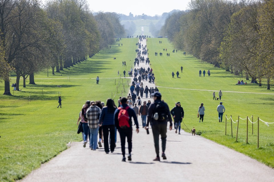 Crowds on The Long Walk at Windsor